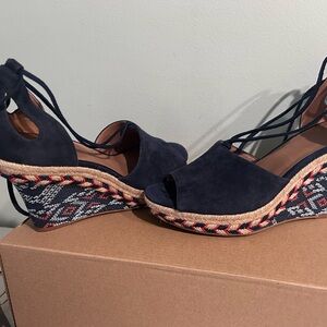 CAbi Dark Blue Platform Wedges